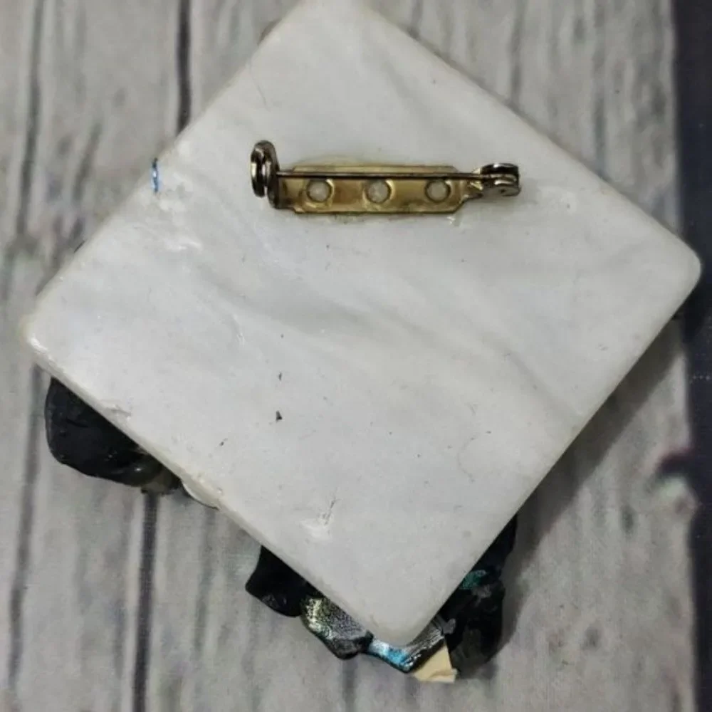 Vintage 80s 90s Eclectic Metallic Neon Abstract Brooch